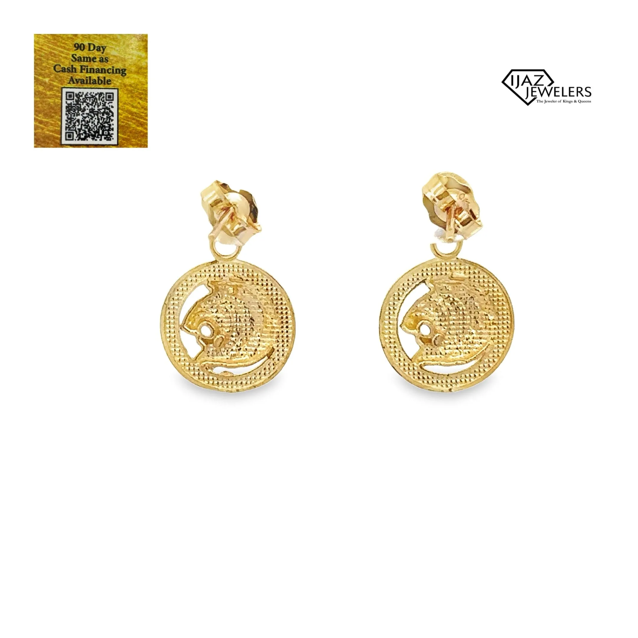 10K Gold Leo Zodiac Earrings