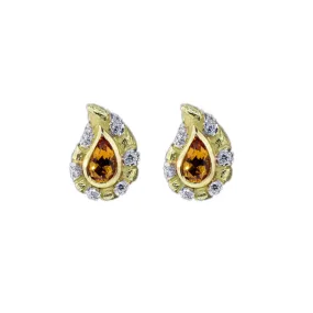 18KT Y/G Citrine & Diamond Earrings