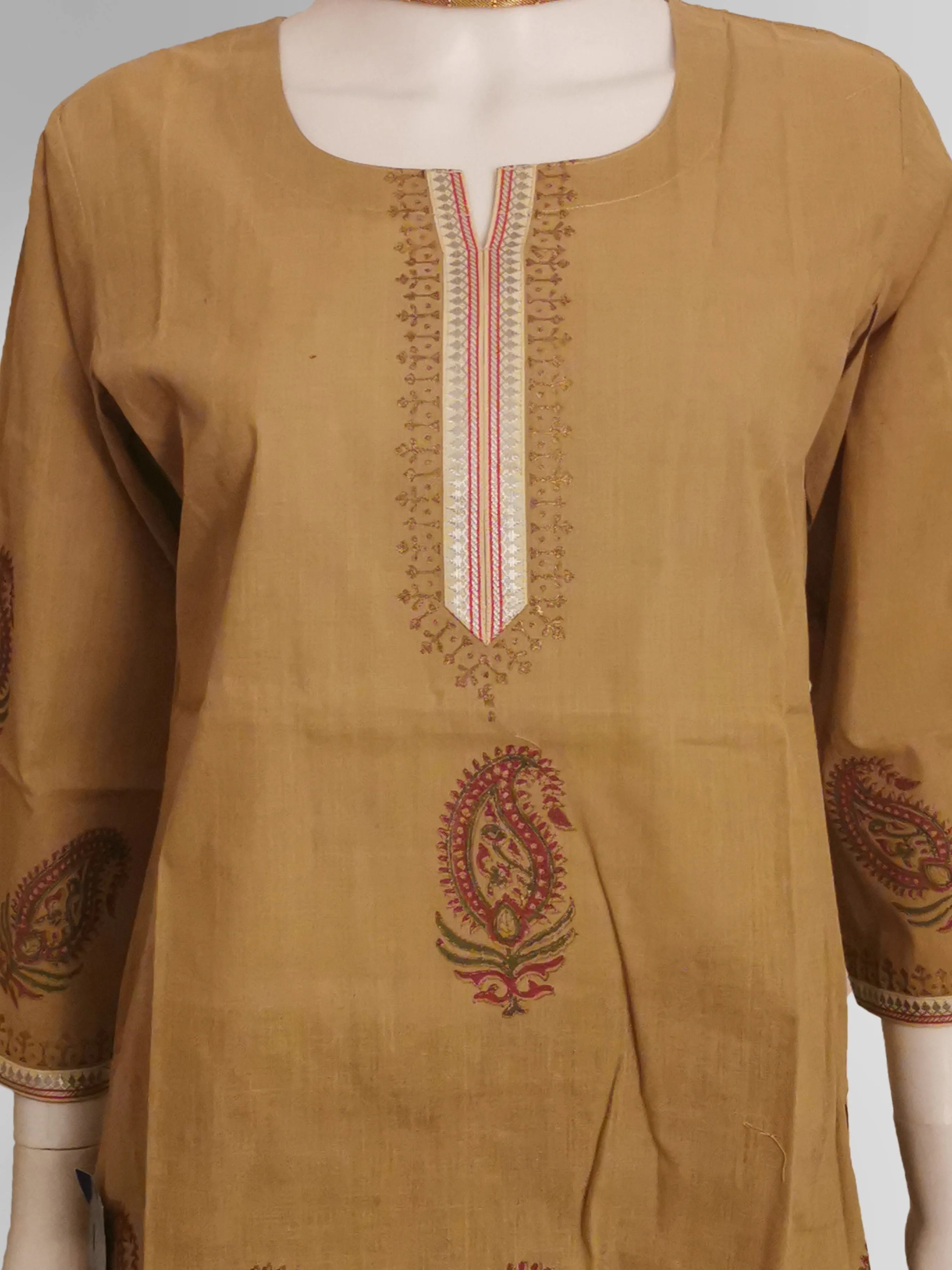 3/4 Sleeve Kurti Top in Beige Tan