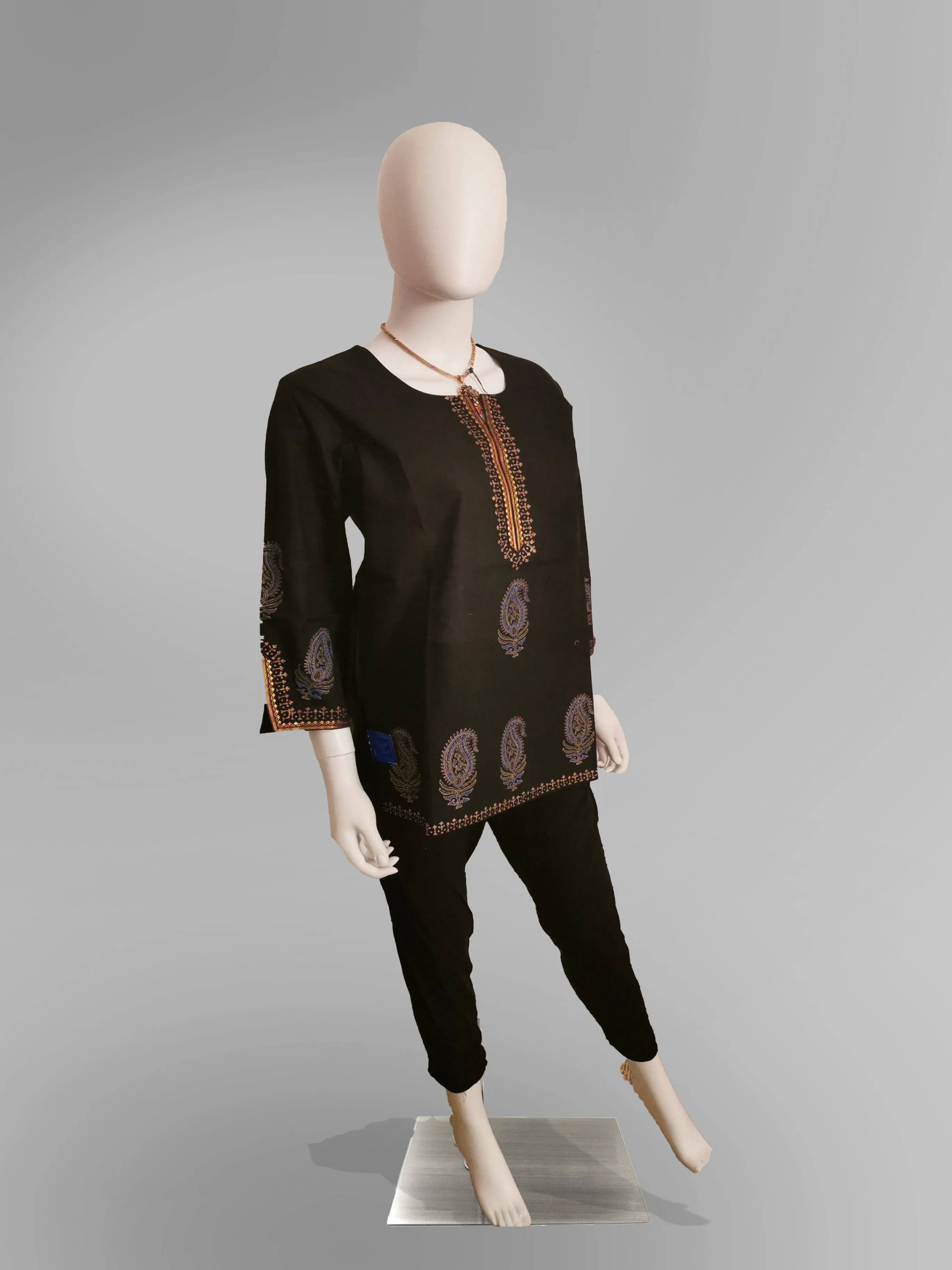 3/4 Sleeve Kurti Top in Black