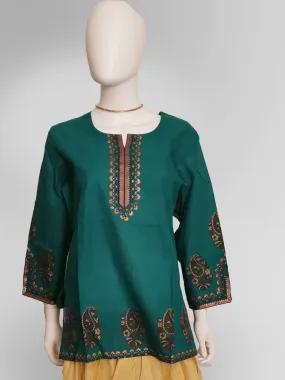 3/4 Sleeve Kurti Top in Forest Green