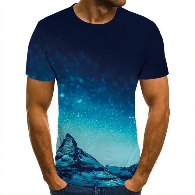 3D T-Shirt Mountain Landscape Men Women Children Clothing Short Sleeve Cool Tees Fashion Casual Summer Boy Girl Kids Streetwear