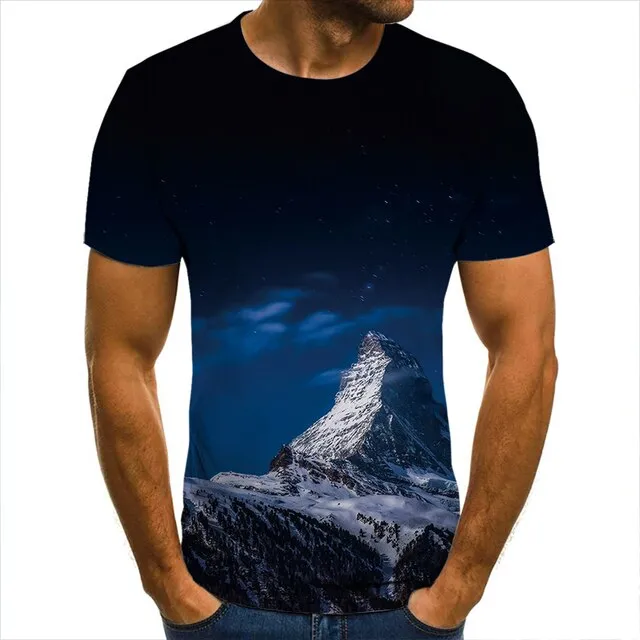 3D T-Shirt Mountain Landscape Men Women Children Clothing Short Sleeve Cool Tees Fashion Casual Summer Boy Girl Kids Streetwear