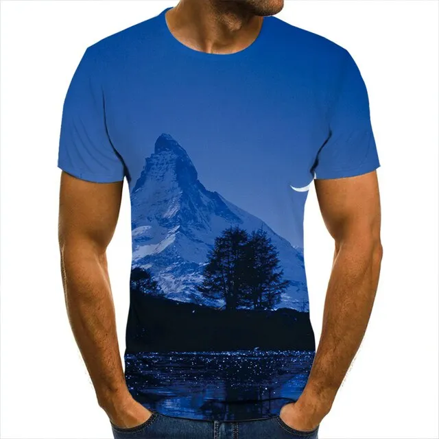 3D T-Shirt Mountain Landscape Men Women Children Clothing Short Sleeve Cool Tees Fashion Casual Summer Boy Girl Kids Streetwear