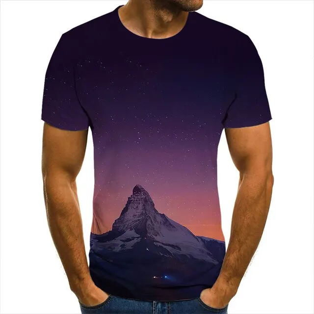 3D T-Shirt Mountain Landscape Men Women Children Clothing Short Sleeve Cool Tees Fashion Casual Summer Boy Girl Kids Streetwear