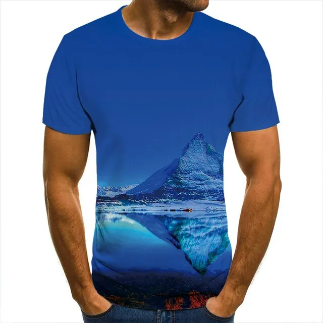 3D T-Shirt Mountain Landscape Men Women Children Clothing Short Sleeve Cool Tees Fashion Casual Summer Boy Girl Kids Streetwear