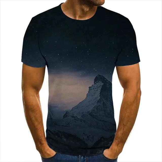 3D T-Shirt Mountain Landscape Men Women Children Clothing Short Sleeve Cool Tees Fashion Casual Summer Boy Girl Kids Streetwear