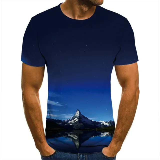 3D T-Shirt Mountain Landscape Men Women Children Clothing Short Sleeve Cool Tees Fashion Casual Summer Boy Girl Kids Streetwear