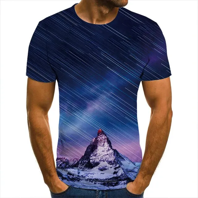 3D T-Shirt Mountain Landscape Men Women Children Clothing Short Sleeve Cool Tees Fashion Casual Summer Boy Girl Kids Streetwear