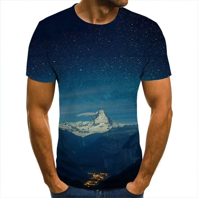 3D T-Shirt Mountain Landscape Men Women Children Clothing Short Sleeve Cool Tees Fashion Casual Summer Boy Girl Kids Streetwear