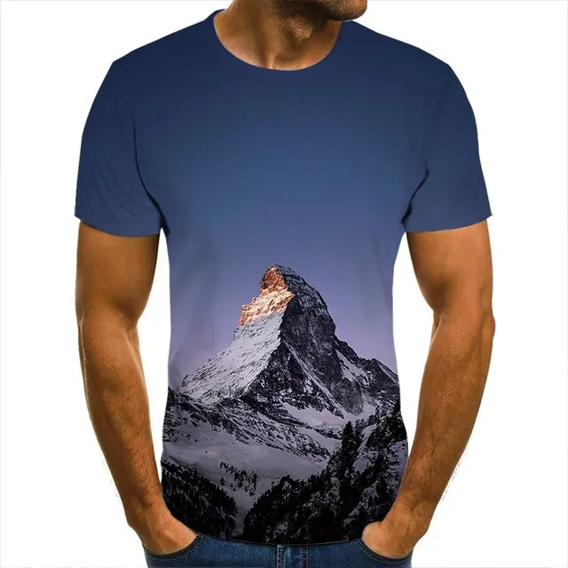 3D T-Shirt Mountain Landscape Men Women Children Clothing Short Sleeve Cool Tees Fashion Casual Summer Boy Girl Kids Streetwear