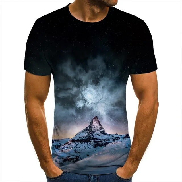 3D T-Shirt Mountain Landscape Men Women Children Clothing Short Sleeve Cool Tees Fashion Casual Summer Boy Girl Kids Streetwear