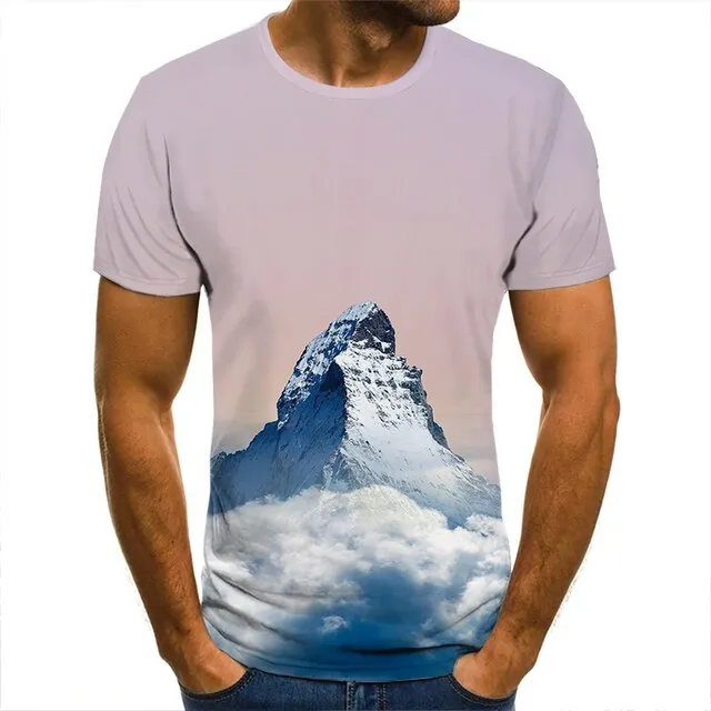 3D T-Shirt Mountain Landscape Men Women Children Clothing Short Sleeve Cool Tees Fashion Casual Summer Boy Girl Kids Streetwear