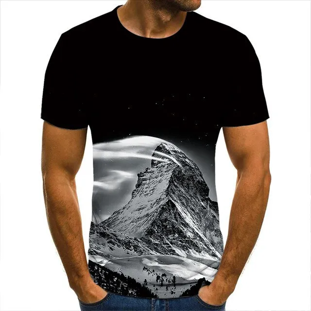 3D T-Shirt Mountain Landscape Men Women Children Clothing Short Sleeve Cool Tees Fashion Casual Summer Boy Girl Kids Streetwear