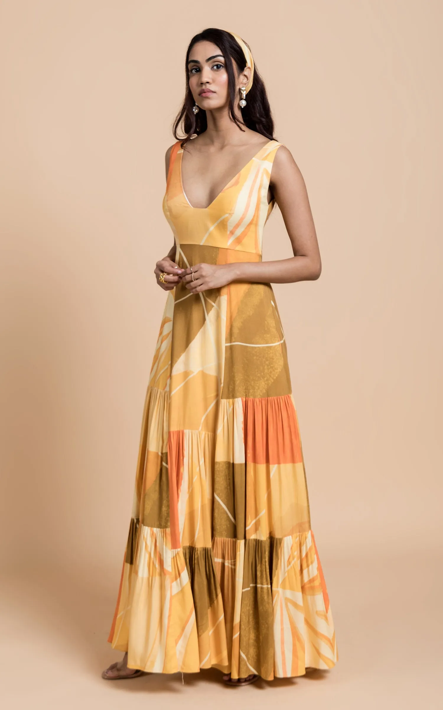 Abstract Printed Long Dress