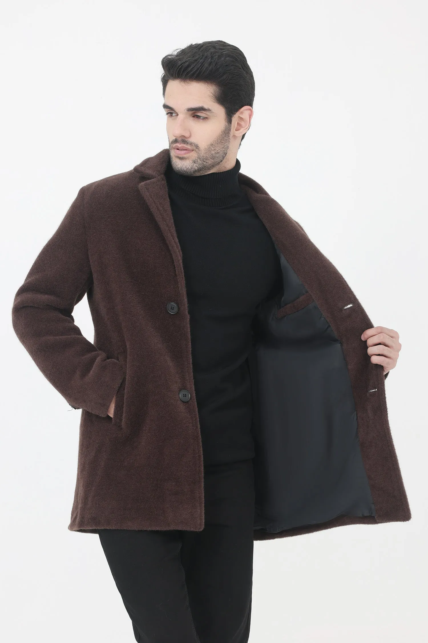 ALMAS COZY COMFORT WOOLEN JACKET-COFFEE