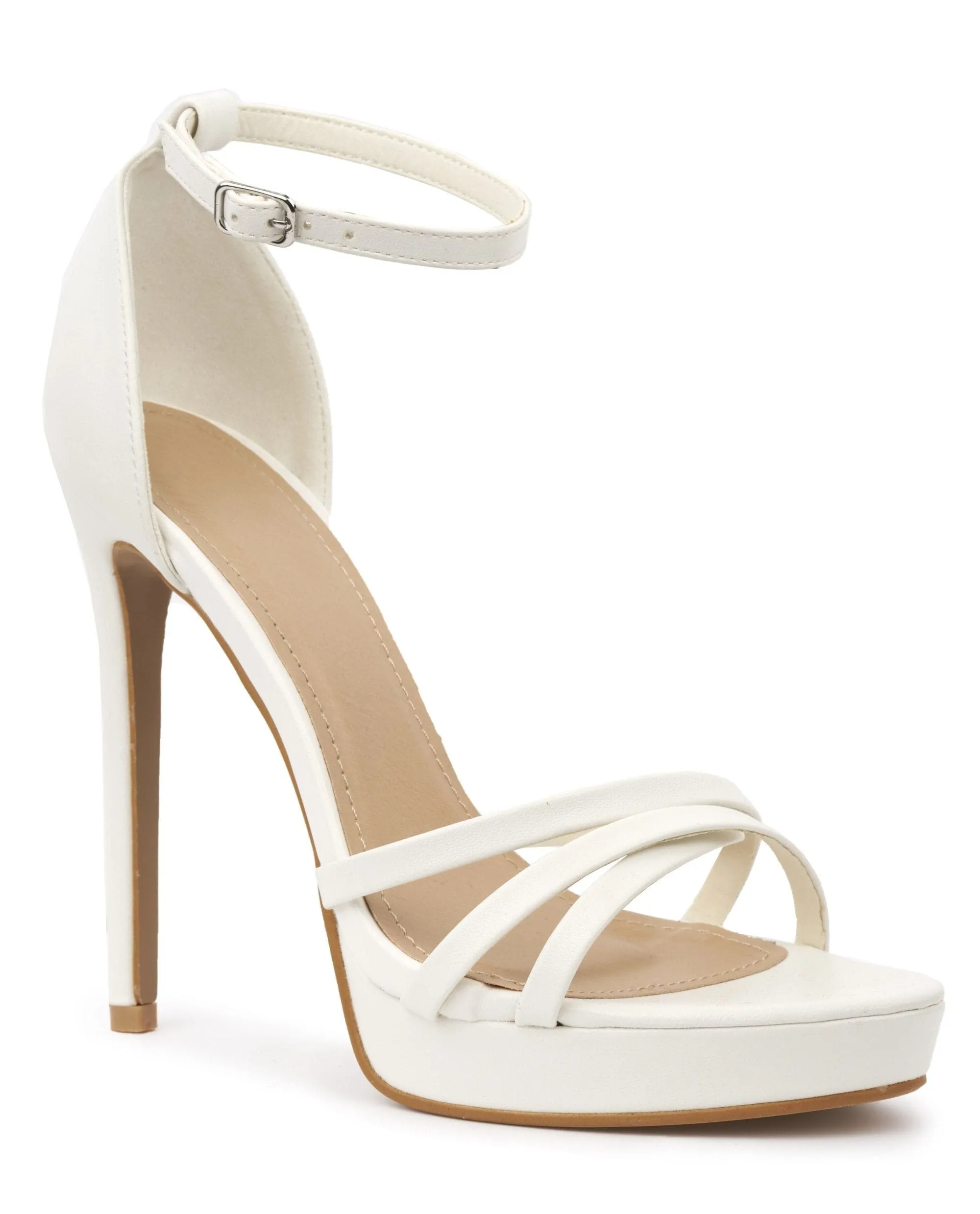 Amelia Crossover Strap Platform Sandal in White Matt