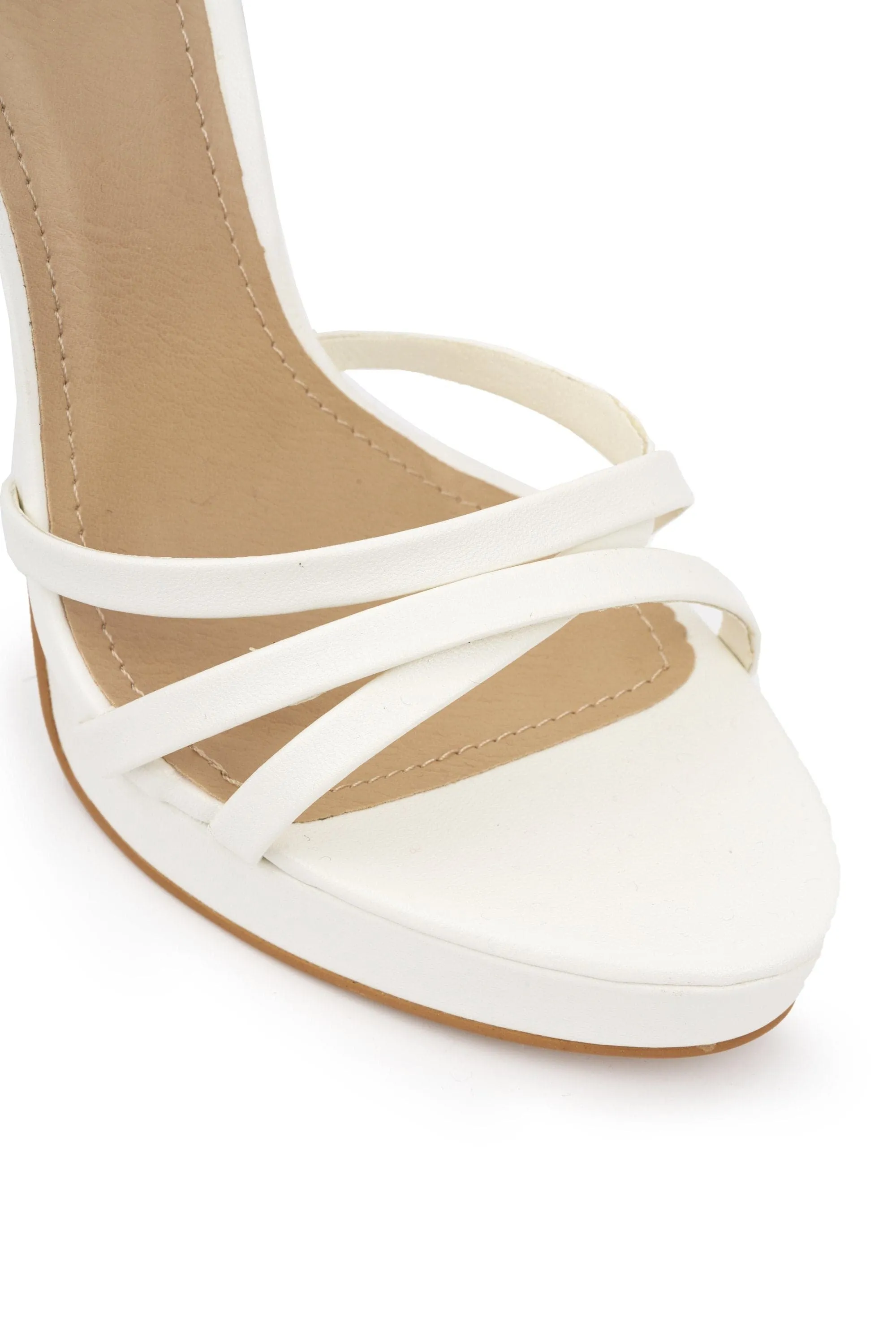 Amelia Crossover Strap Platform Sandal in White Matt