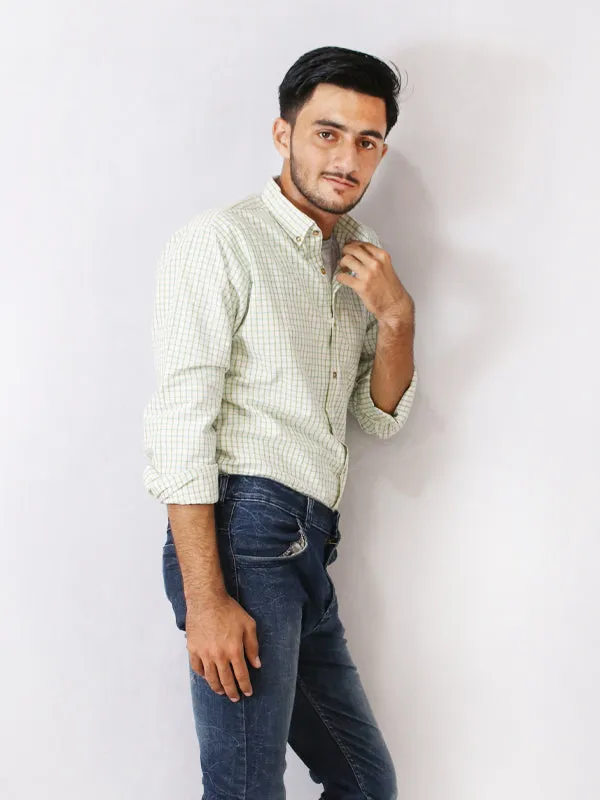 AN Men's Casual Shirt Green Checks