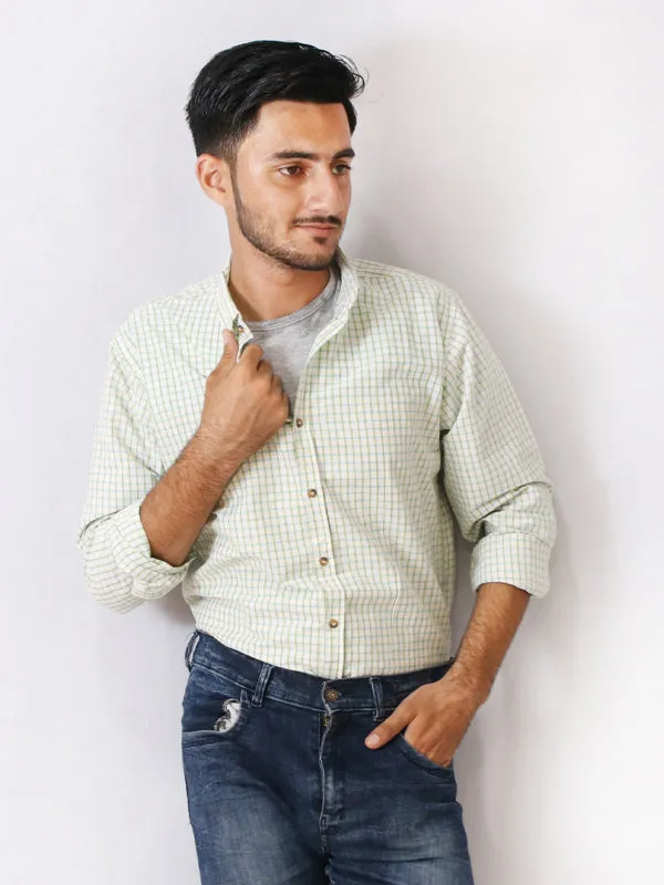 AN Men's Casual Shirt Green Checks