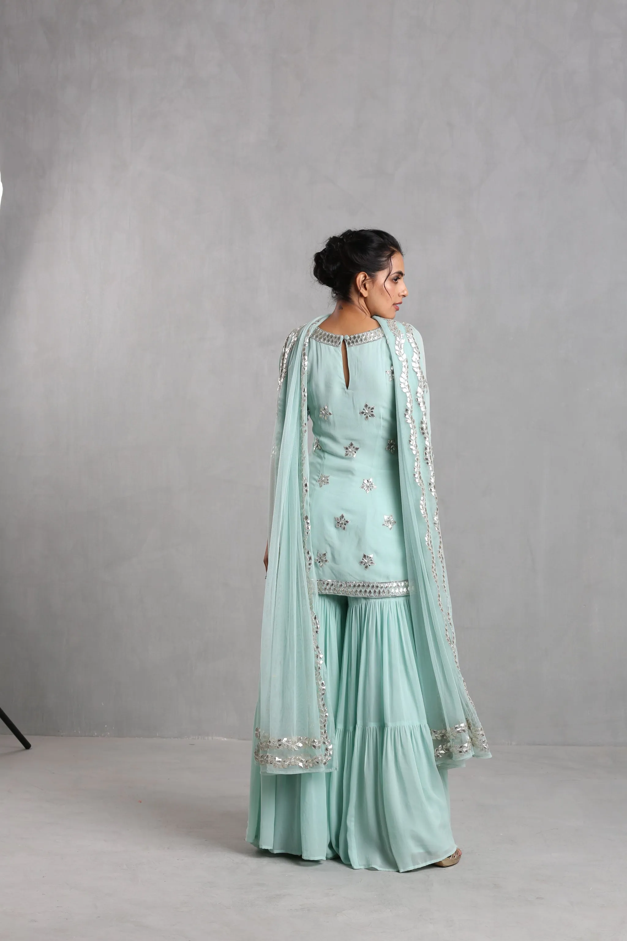 Aqua Blue Sharara Set