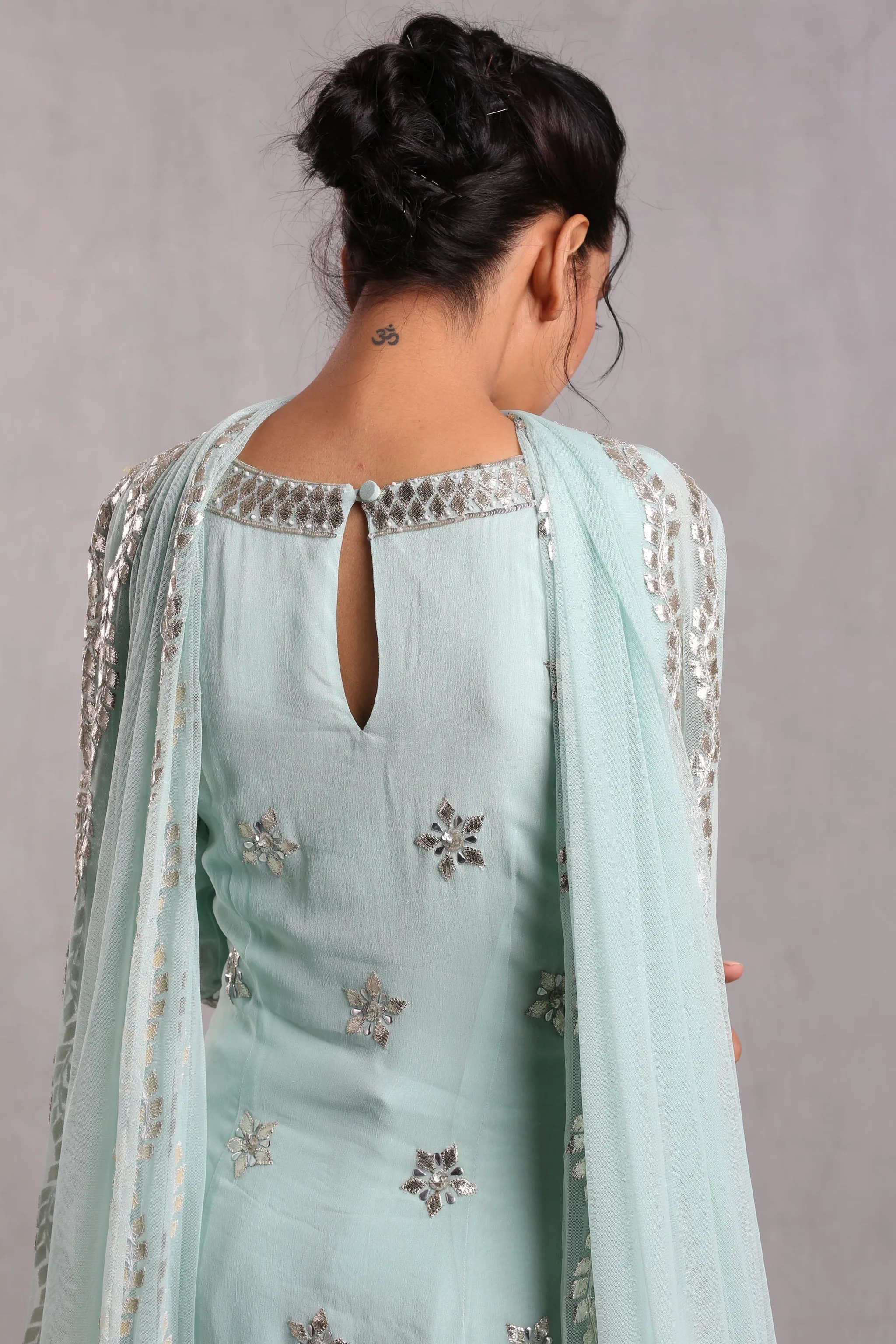 Aqua Blue Sharara Set