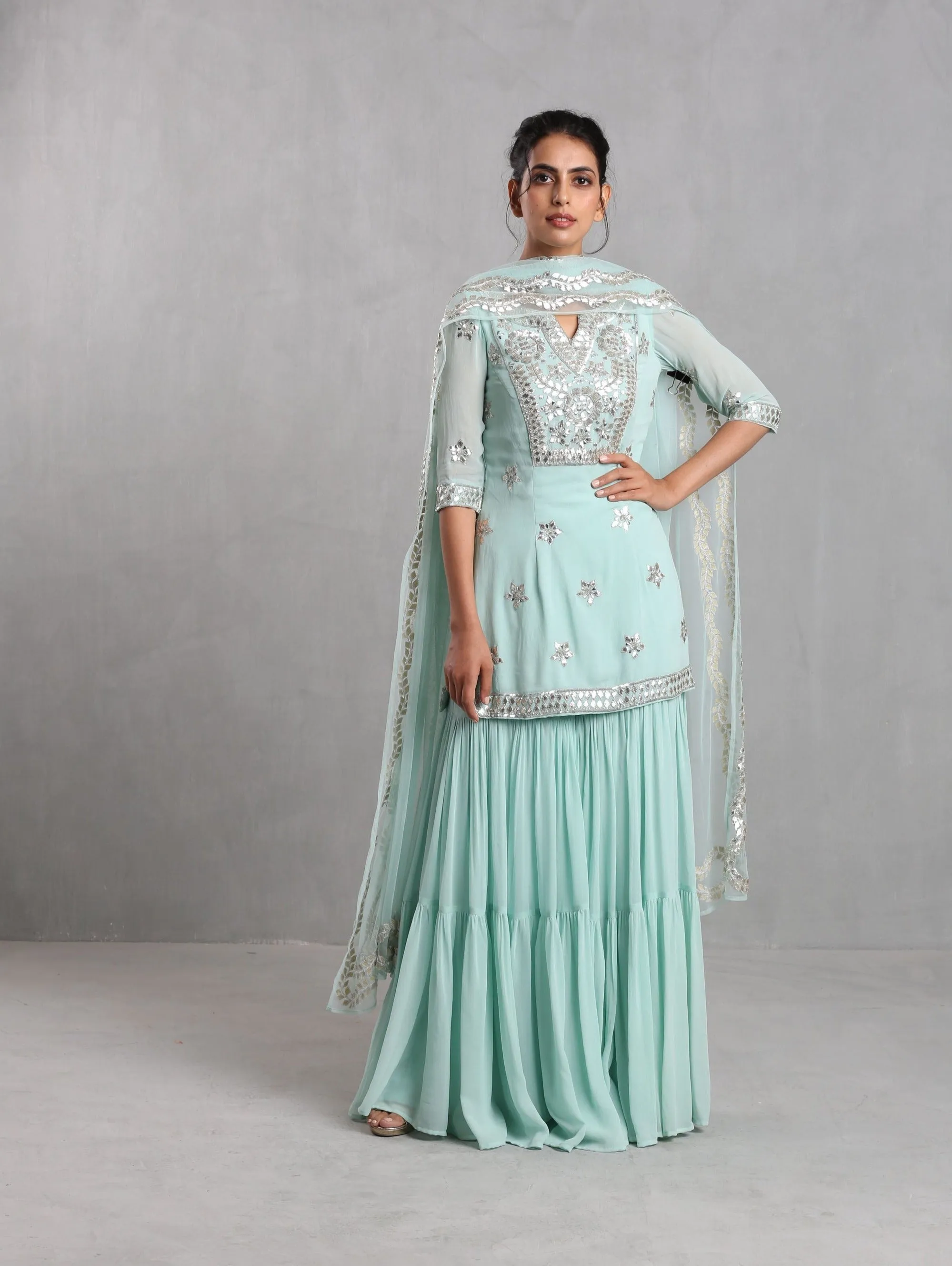 Aqua Blue Sharara Set