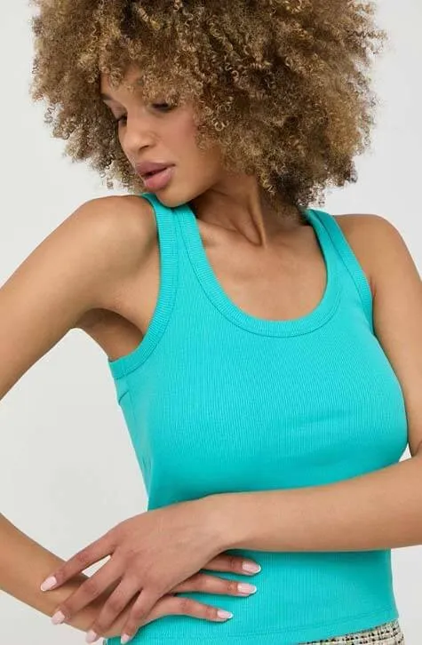 Aqua Green Rib-knit cut-out Top