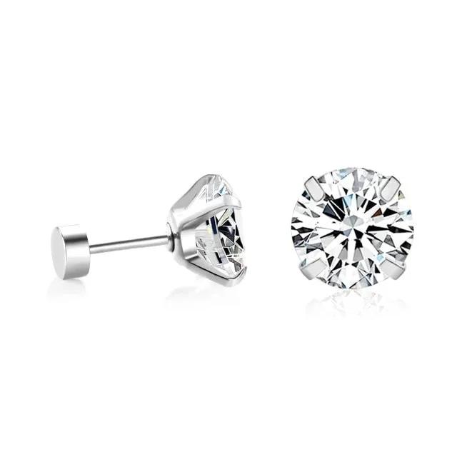 ASONSTEEL 316L Stainless Steel Gold/Silver Color Cubic Zirconia Stud Earrings for Women Girl Fashion Jewelry Party Earrings