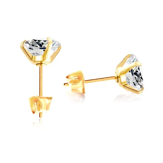 ASONSTEEL 316L Stainless Steel Gold/Silver Color Cubic Zirconia Stud Earrings for Women Girl Fashion Jewelry Party Earrings