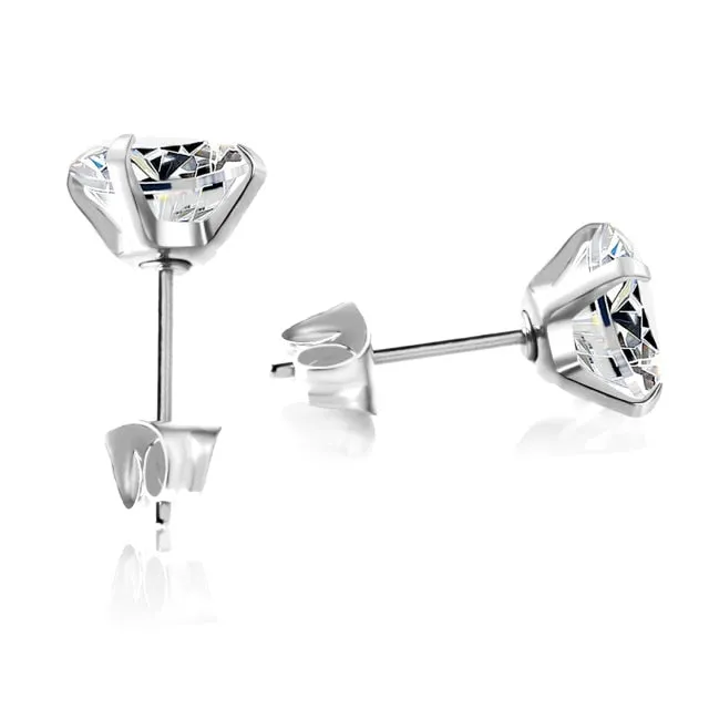 ASONSTEEL 316L Stainless Steel Gold/Silver Color Cubic Zirconia Stud Earrings for Women Girl Fashion Jewelry Party Earrings