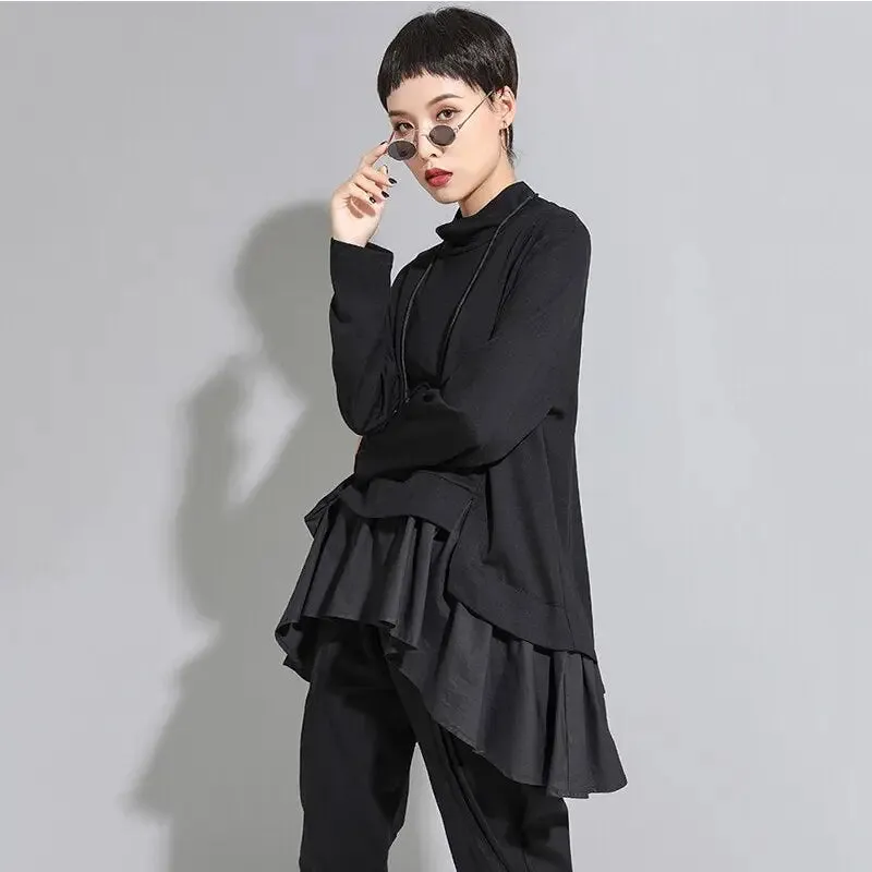 Asymmetrical Ruffles Loose Fit Sweatshirt