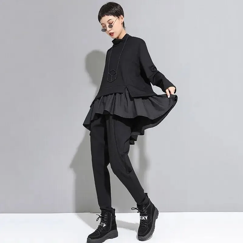 Asymmetrical Ruffles Loose Fit Sweatshirt