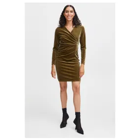 B young Perlina Millary Olive velvet dress 20809277