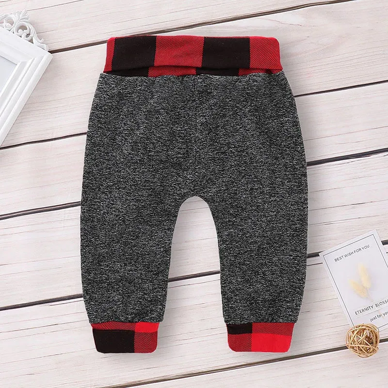 Baby Boys Spring Casual Plaid Hoodies Set