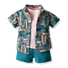 Baby Boys Tropical Paradise Floral Shirt Shorts 3pc Set