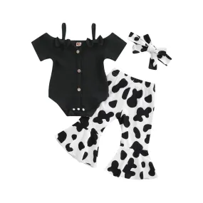 Baby Girl 0-24M Summer Bodysuit Flared Pants 3pc Set