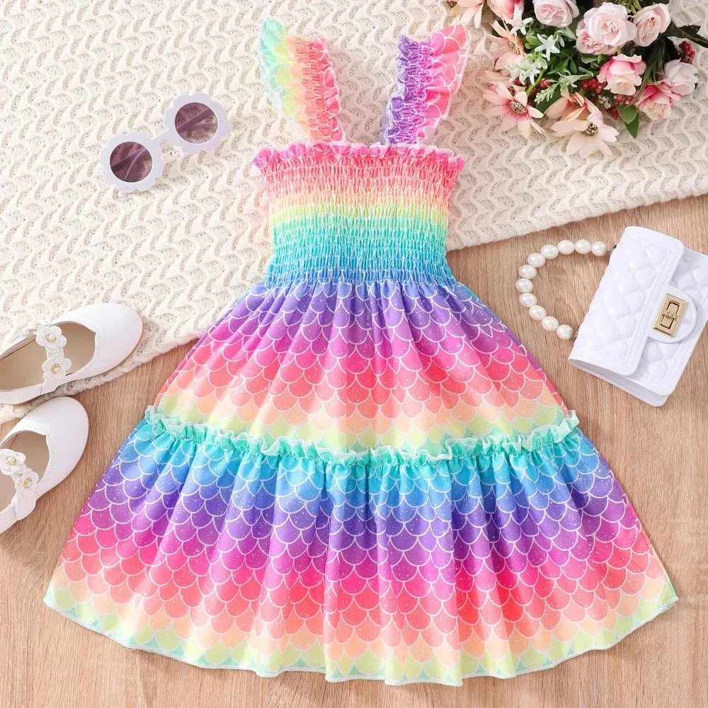 Baby Girl 2024 Mermaid Butterfly Animal Casual Dress