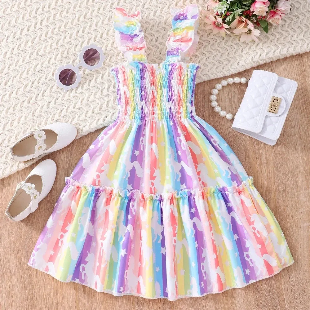 Baby Girl 2024 Mermaid Butterfly Animal Casual Dress