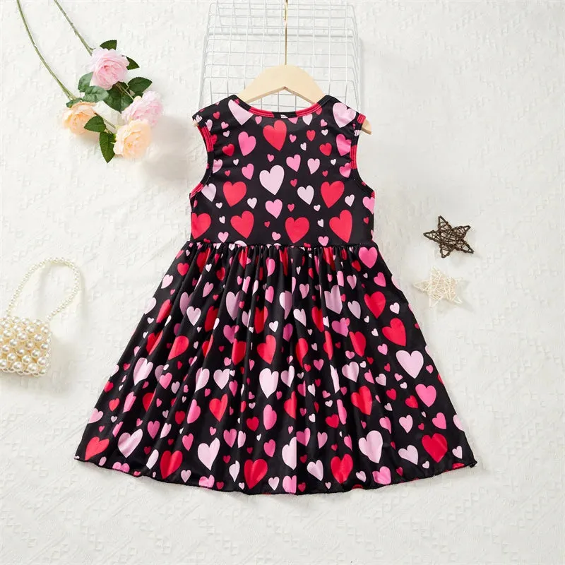 Baby Girl Sleeveless Love Sweet Summer Casual Dress