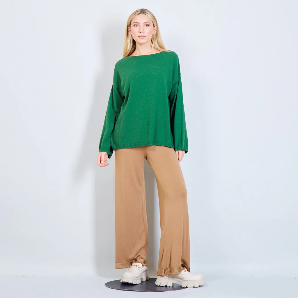 Basic boat neck sweater in solid color wholesale