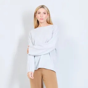 Basic boat neck sweater in solid color wholesale