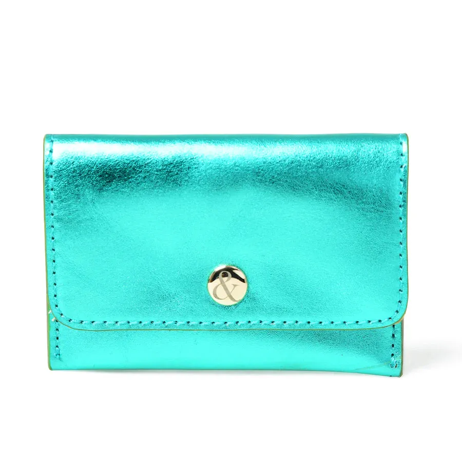 Bell & Fox Ellie Card Holder Popper Purse-Emerald Metallic