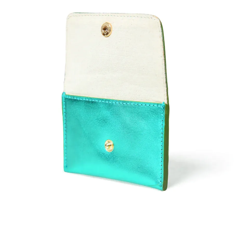 Bell & Fox Ellie Card Holder Popper Purse-Emerald Metallic