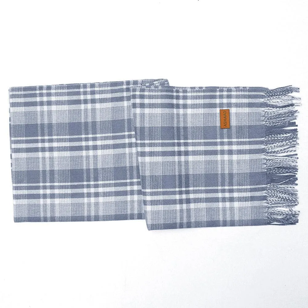 Big Size Checked Unisex woolen Stoles (L70XW28 Inches)