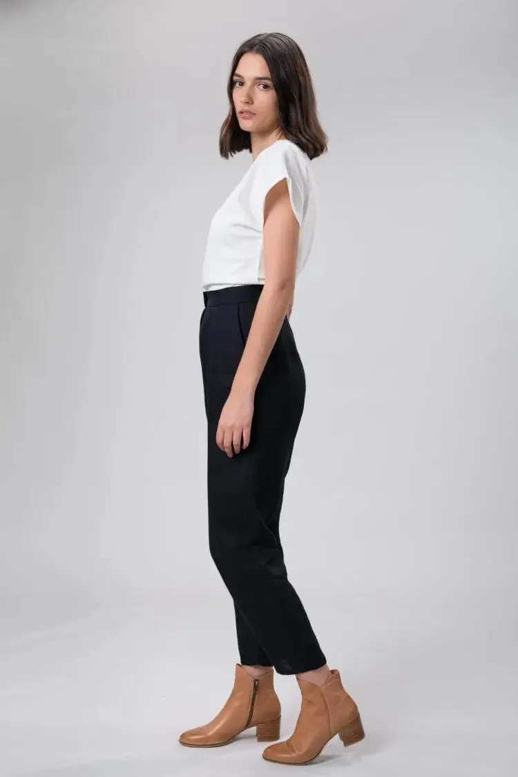 Black Linen Pants Ada By Wilga Clothing