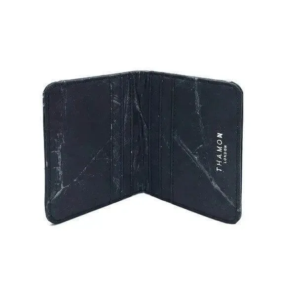 Black Vegan Leaf leather card holder