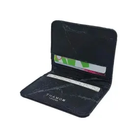 Black Vegan Leaf leather card holder