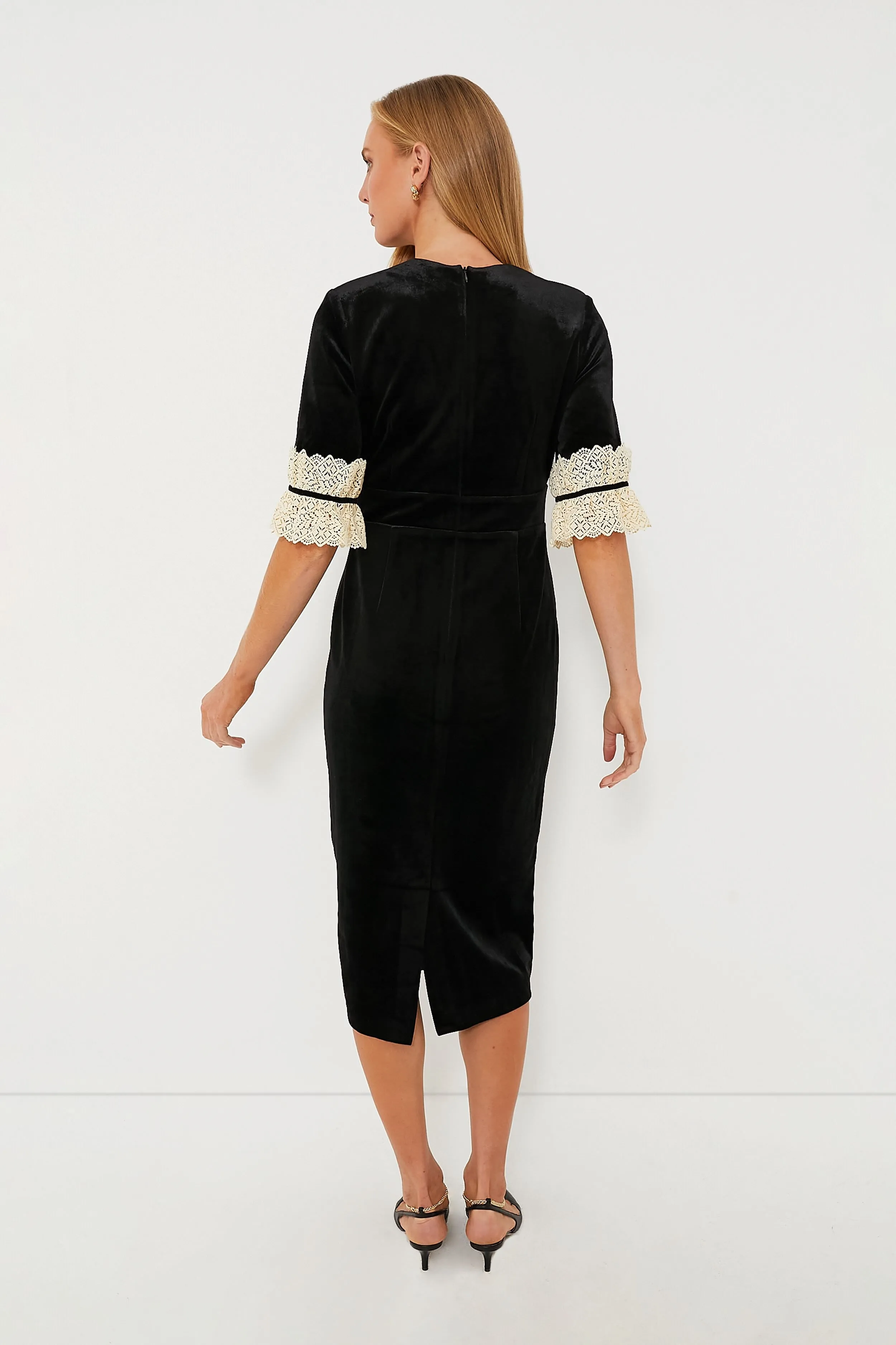 Black Velvet Odette Midi Dress