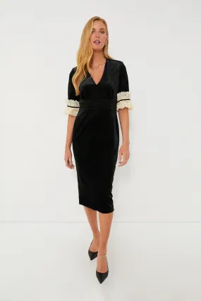 Black Velvet Odette Midi Dress